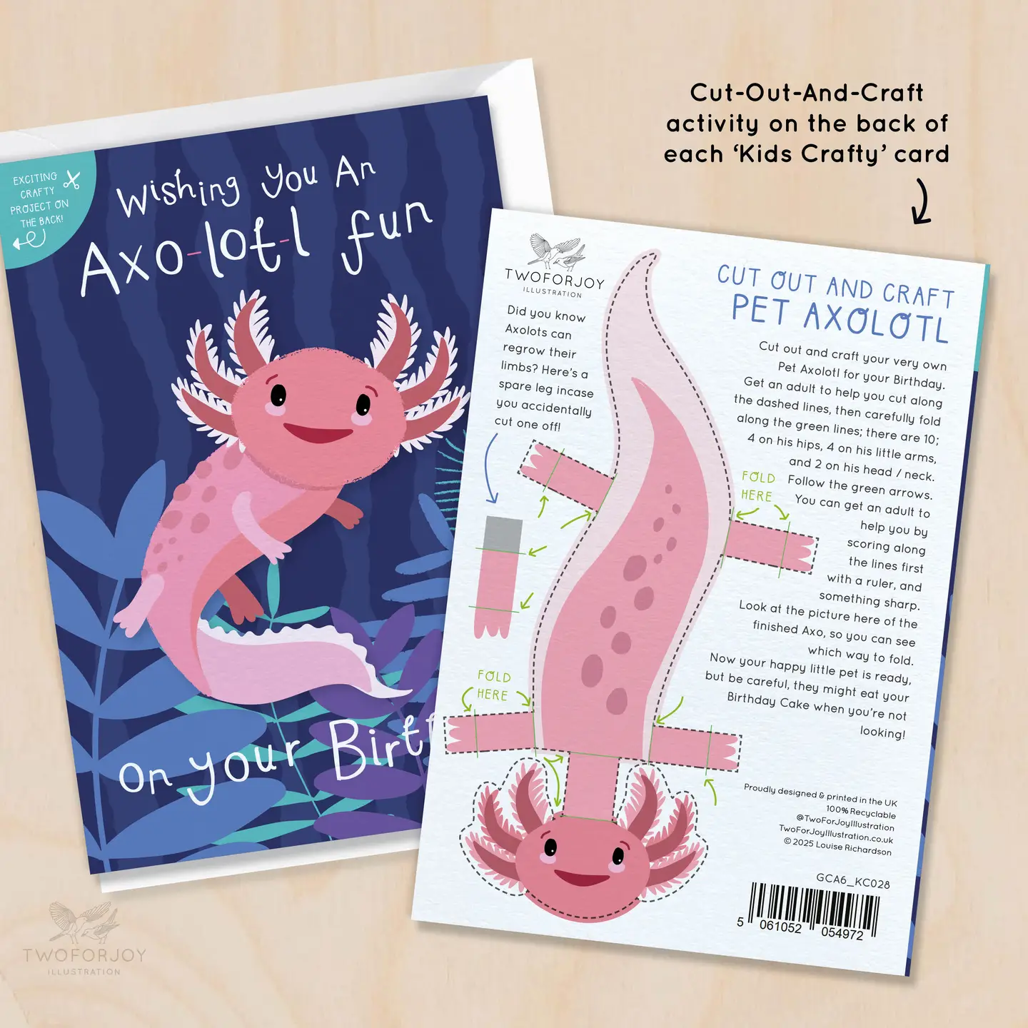 Axolotl Cut-Out Crafty Birthday Card For Children4-min
