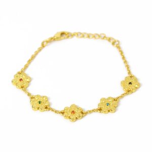 BRA0411-GOLD-HAMMERED-FLOWER-BRACELET
