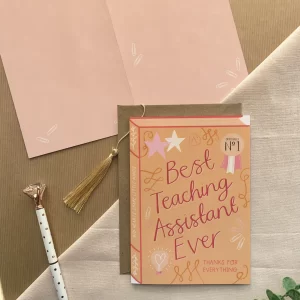 _ Best Teaching Assistant Ever – Luxury Book Greeting Card1-min
