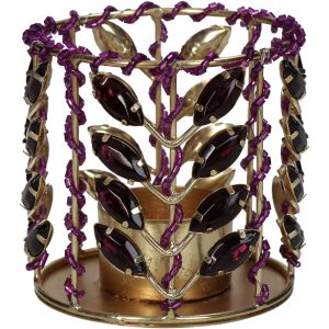 Candle-Holder-Beads-Metal-Purple-8x8x8cm