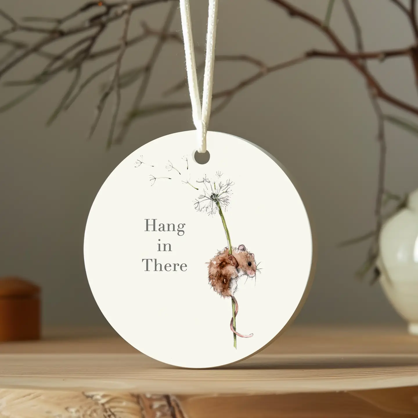 Hanging Ceramic Decoration – Mouse Hang in There-min