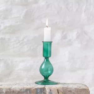 Ingrid Glass Candlestick Green-min
