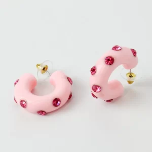 Light Pink Chunky Gem Hoop-min