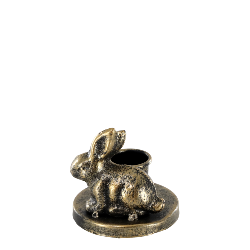Mini Brass Rabbit Candlestick Holder-min