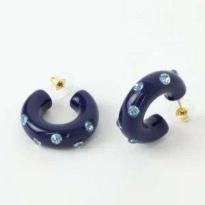 Navy Blue Chunky Gem Hoop-min