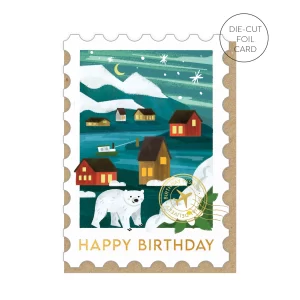 Northern Lights Stamp Birthday Card1-min