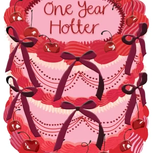 One Year Hotter – Birthday Cake Shaped Greeting Card1-min (1)