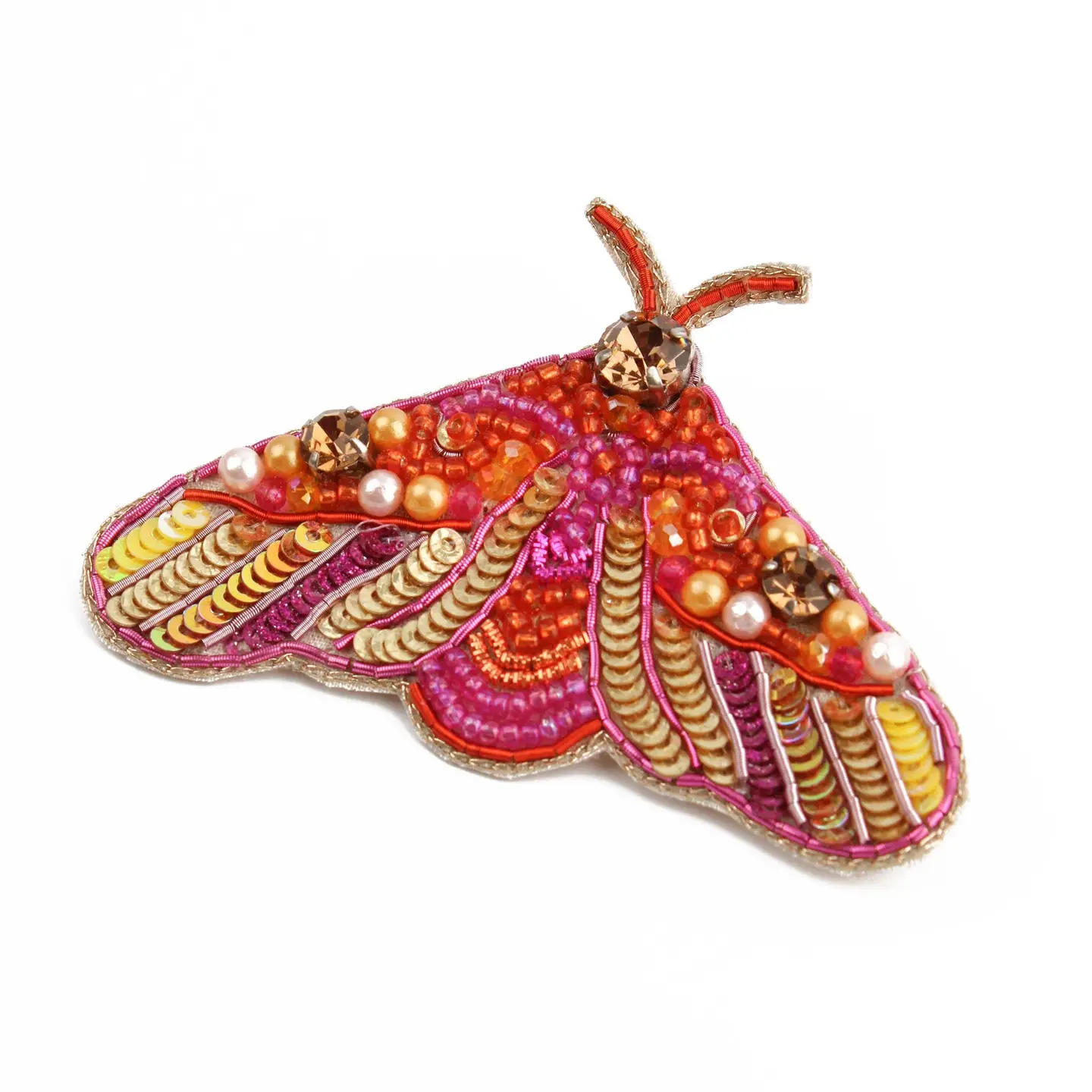 Orange Moth Brooch
