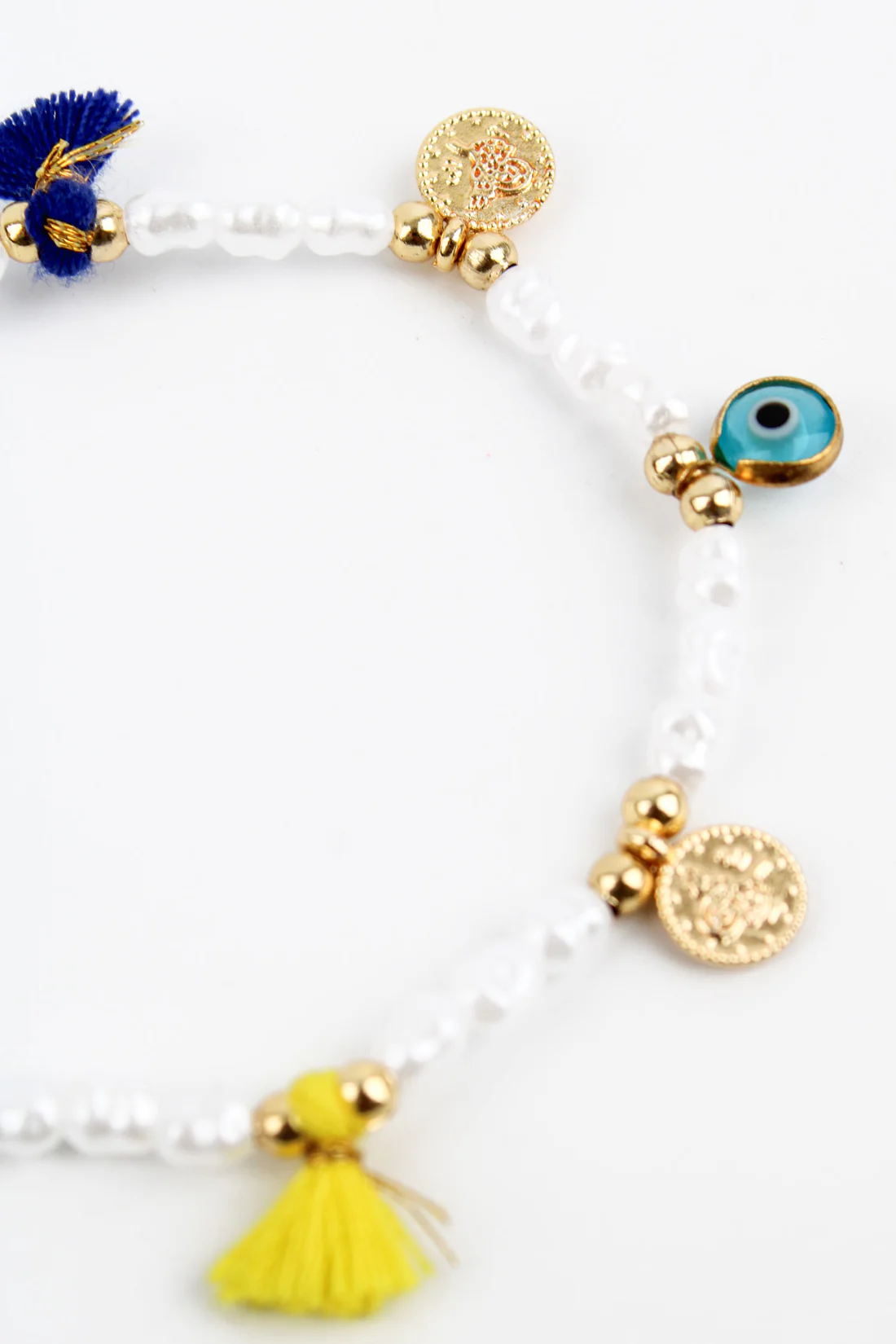 PEARL CHARM BLUE & YELLOW TASSLE BRACELET2-min