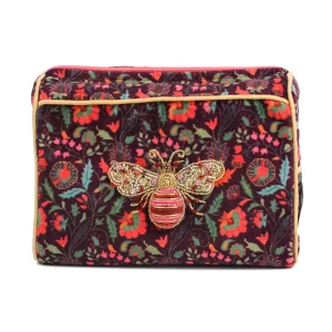 PINK & GOLD BEE PATTERNED MEDIUM POUCH-min