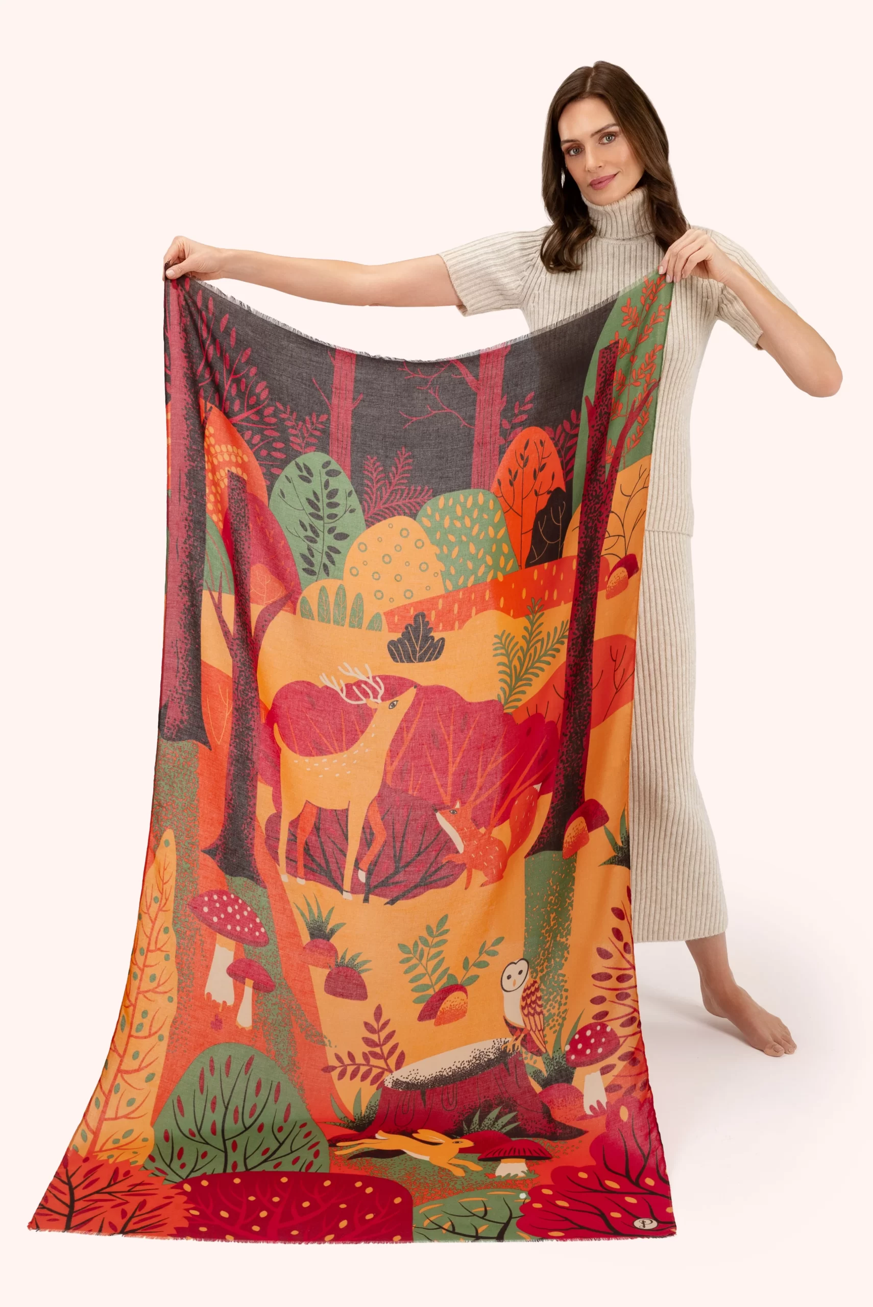 Powder Print Scarf – Autumn Forest Friends