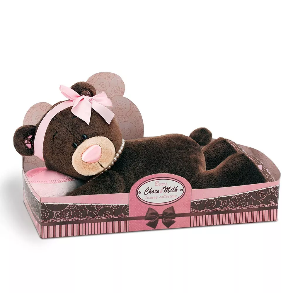 _Plush toy, Choco and milk – Milk sleeping Teddy Bear (29cm)1-min