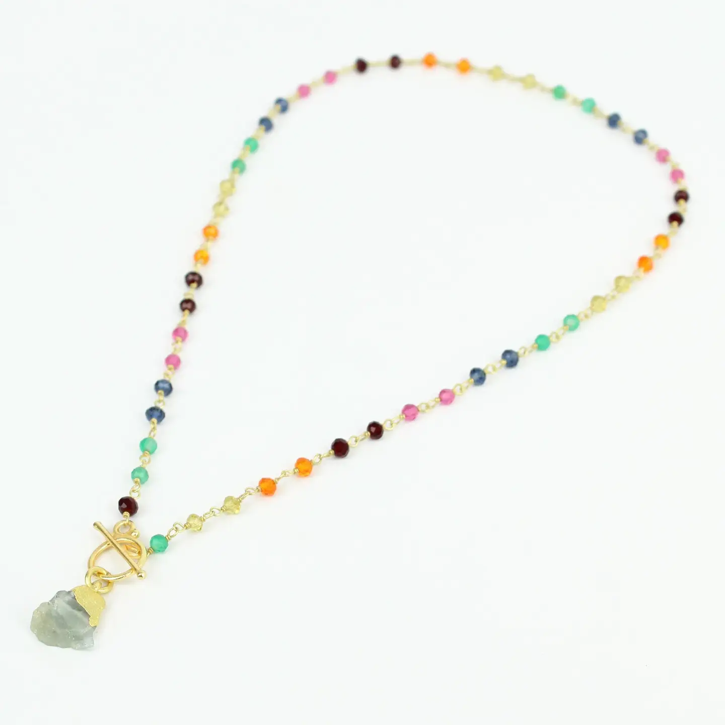 _ Rainbow Crystal Chain with Stone Pendant1-min