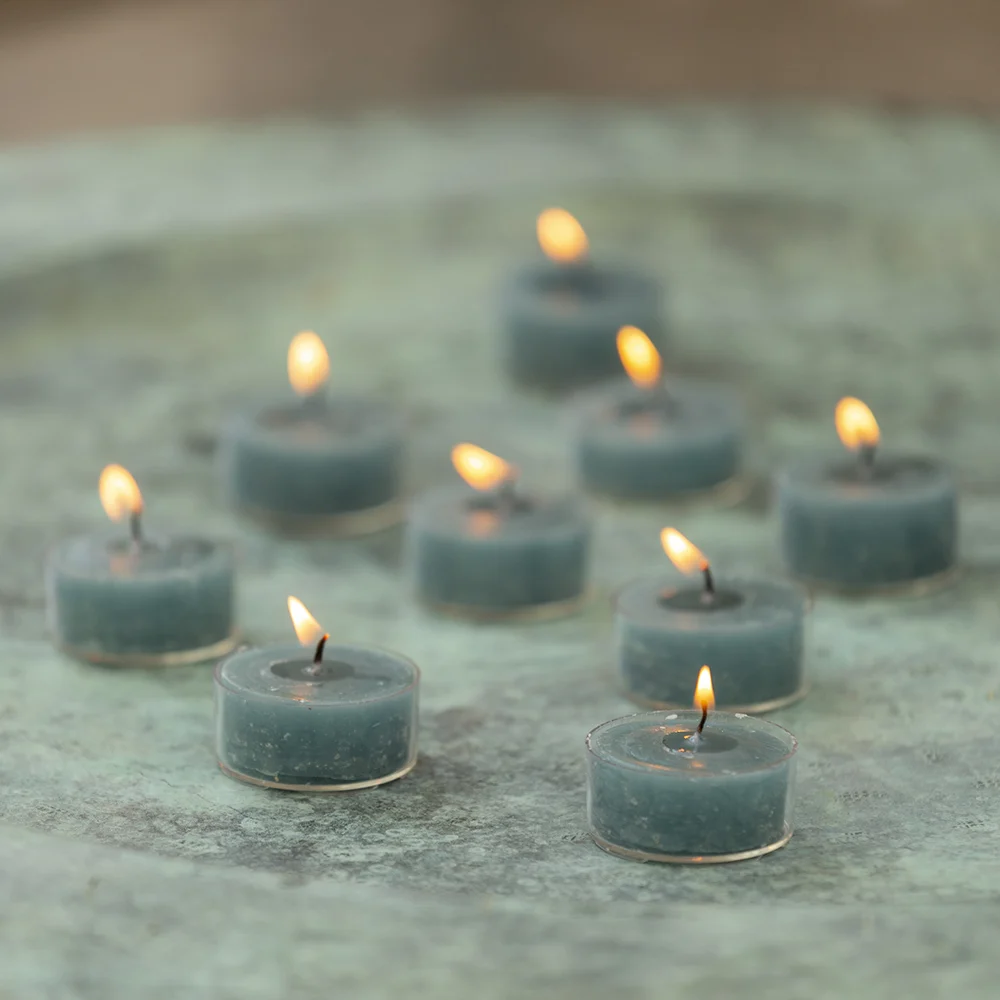 Rustic Tealights Petrol Blue-min