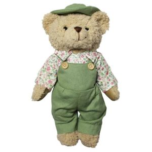Teddy Bear Wearing Green Dungarees And Hat1-min