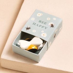 Tiny Matchbox Ceramic Bee Token-min