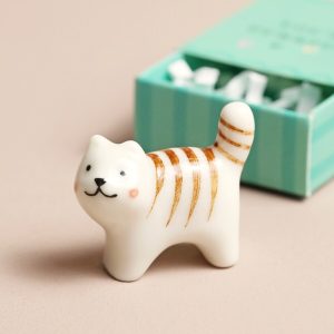 Tiny Matchbox Ceramic Cat Token1-min