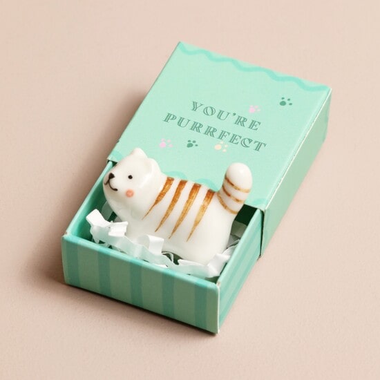 Tiny Matchbox Ceramic Cat Token2-min