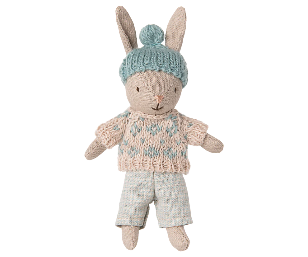 Maileg Pre-order, Winter rabbit, Micro – Sand – Mint