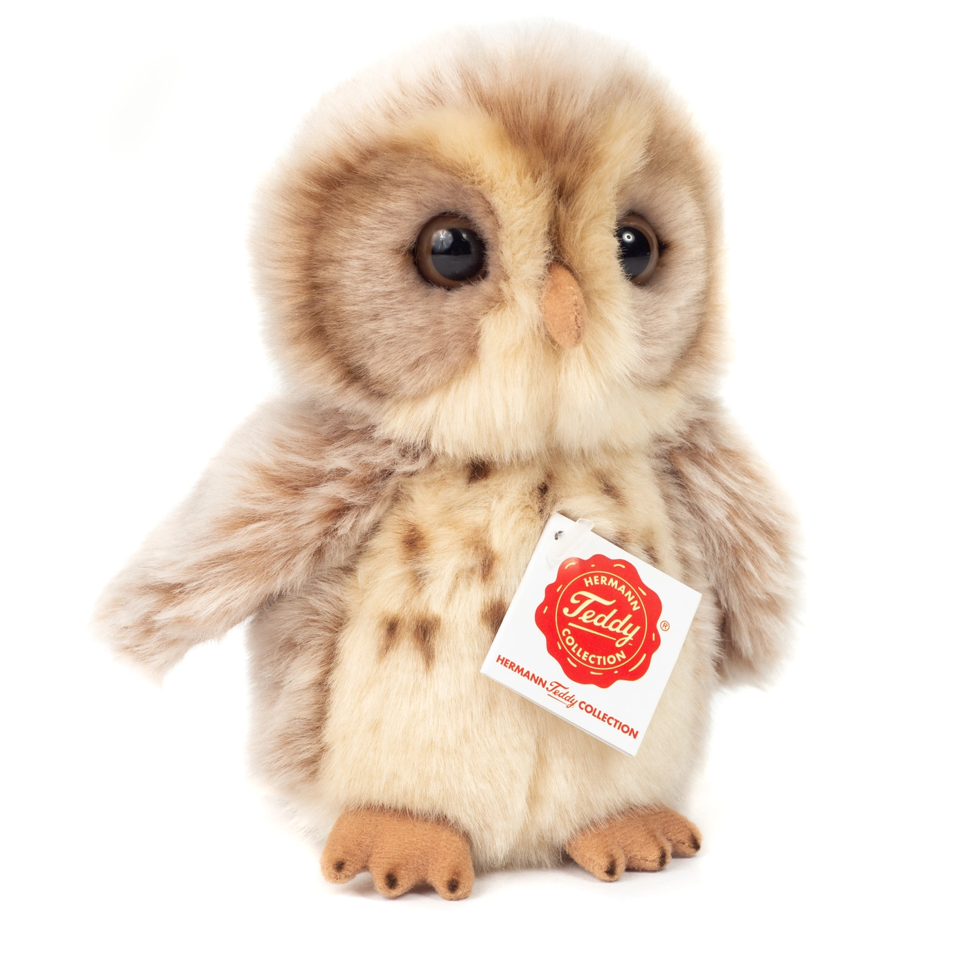 Hermann Owl Beige Sitting Cuddly Plush Soft Toy Bird 16cm