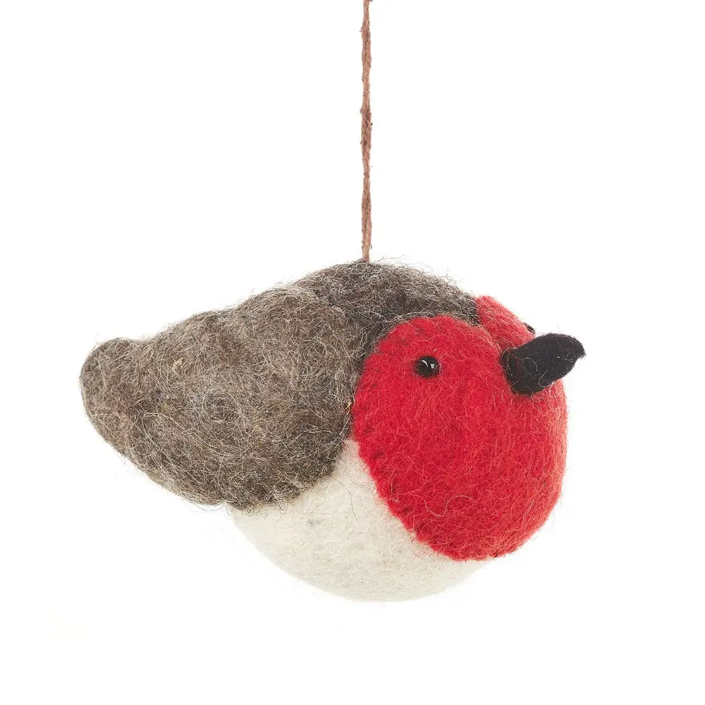 Handmade Rosie Robin Needle Felt Hanging Decoration